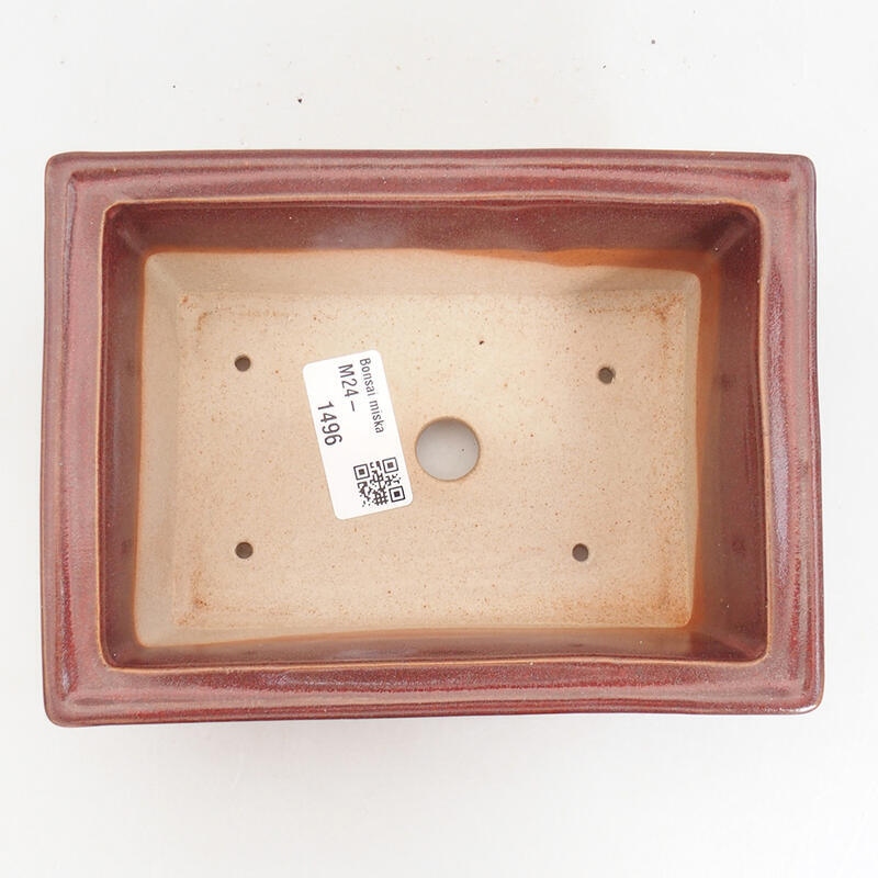 Ceramic bonsai bowl 16 x 12 x 6 cm, wine color