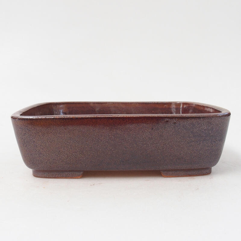 Ceramic bonsai bowl 16 x 13 x 4.5 cm, color brown