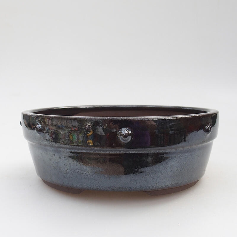 Ceramic bonsai bowl 16 x 16 x 5.5 cm, metallic color