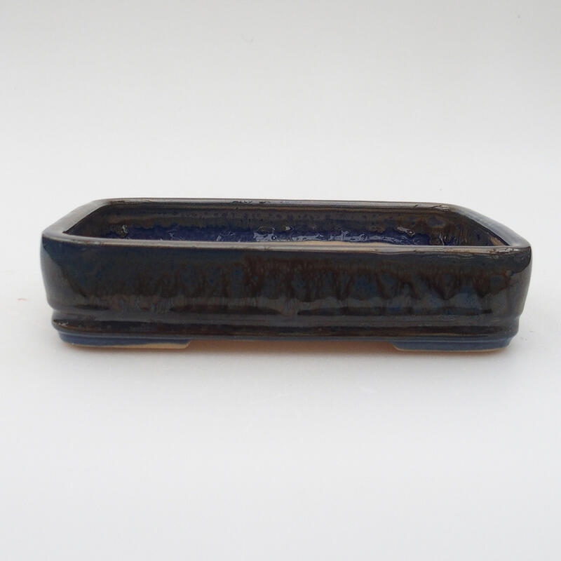 Ceramic bonsai bowl 17.5 x 12.5 x 4 cm, color blue