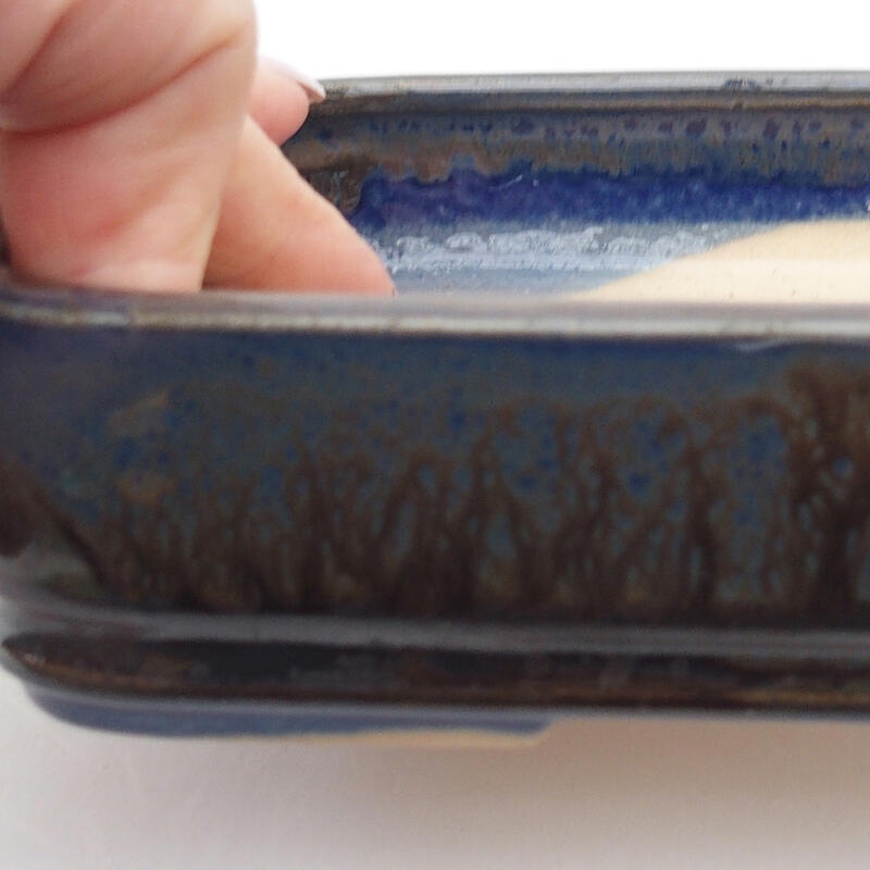 Ceramic bonsai bowl 17.5 x 12.5 x 4 cm, color blue