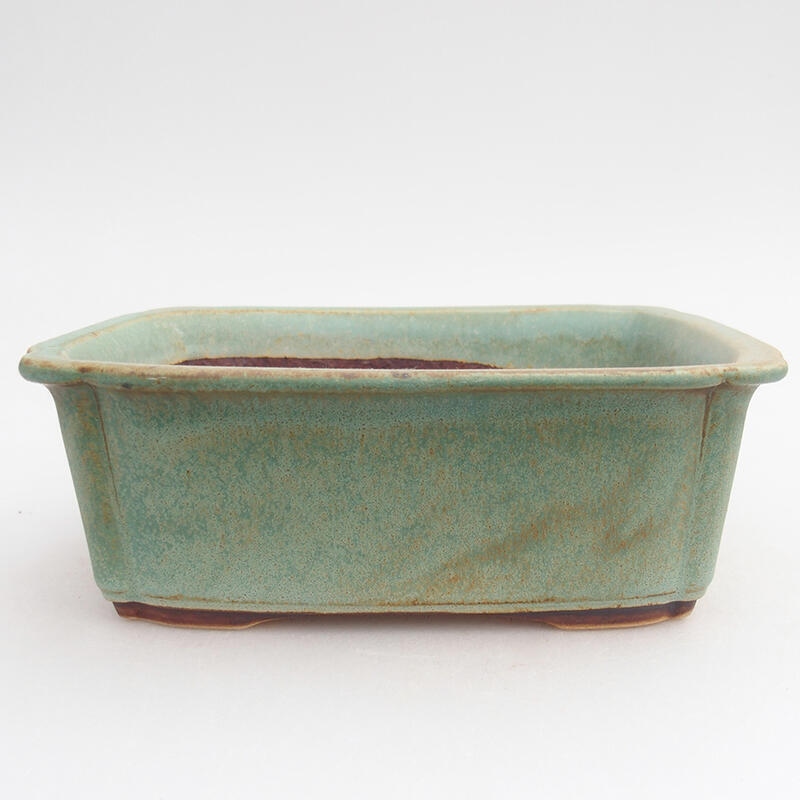 Ceramic bonsai bowl 17,5 x 13 x 6 cm, colour green