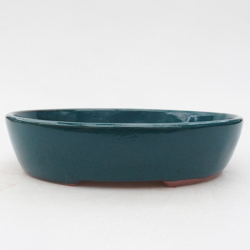 Ceramic bonsai bowl 17.5 x 14.5 x 4 cm, color green