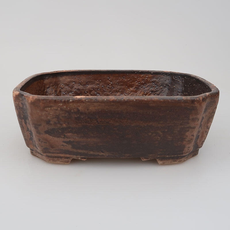 Ceramic bonsai bowl 17.5 x 14.5 x 5.5 cm, color brown