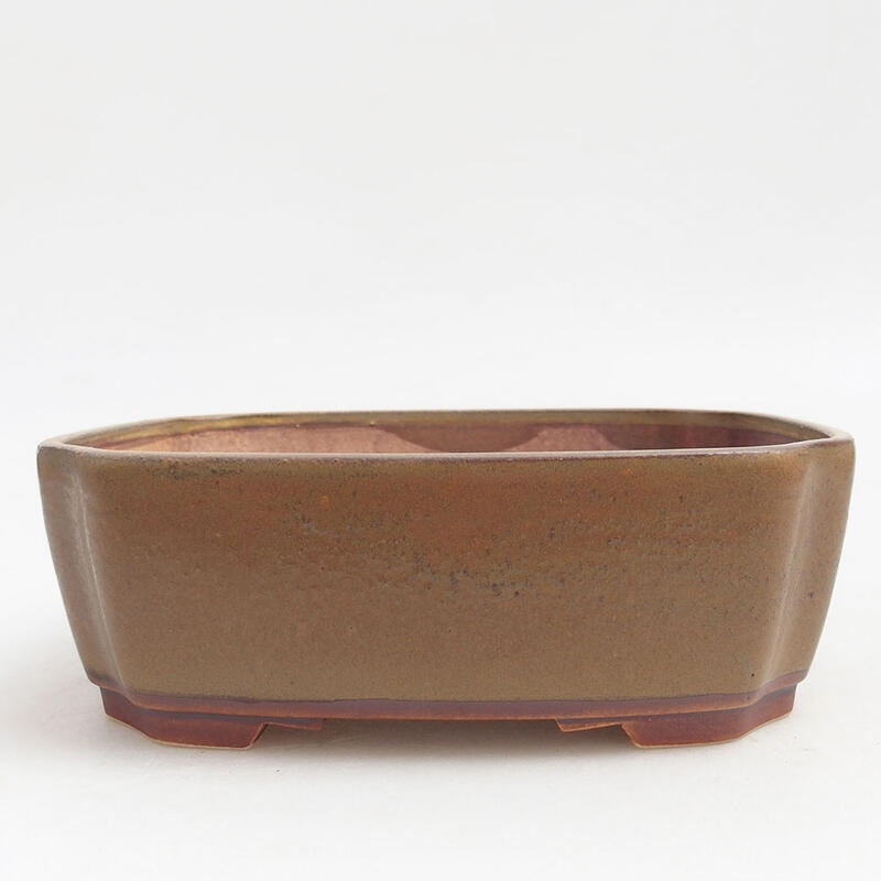 Ceramic bonsai bowl 17.5 x 14.5 x 5.5 cm, color brown