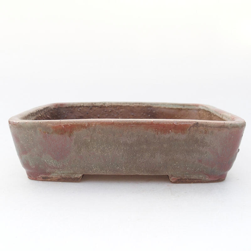 Ceramic bonsai bowl 17.5 x 14.5 x 5 cm, green color