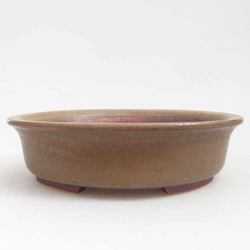 Ceramic bonsai bowl 17.5 x 16 x 4.5 cm, color brown