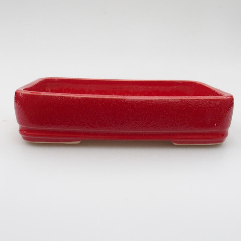 Ceramic bonsai bowl 17 x 12.5 x 4 cm, color red