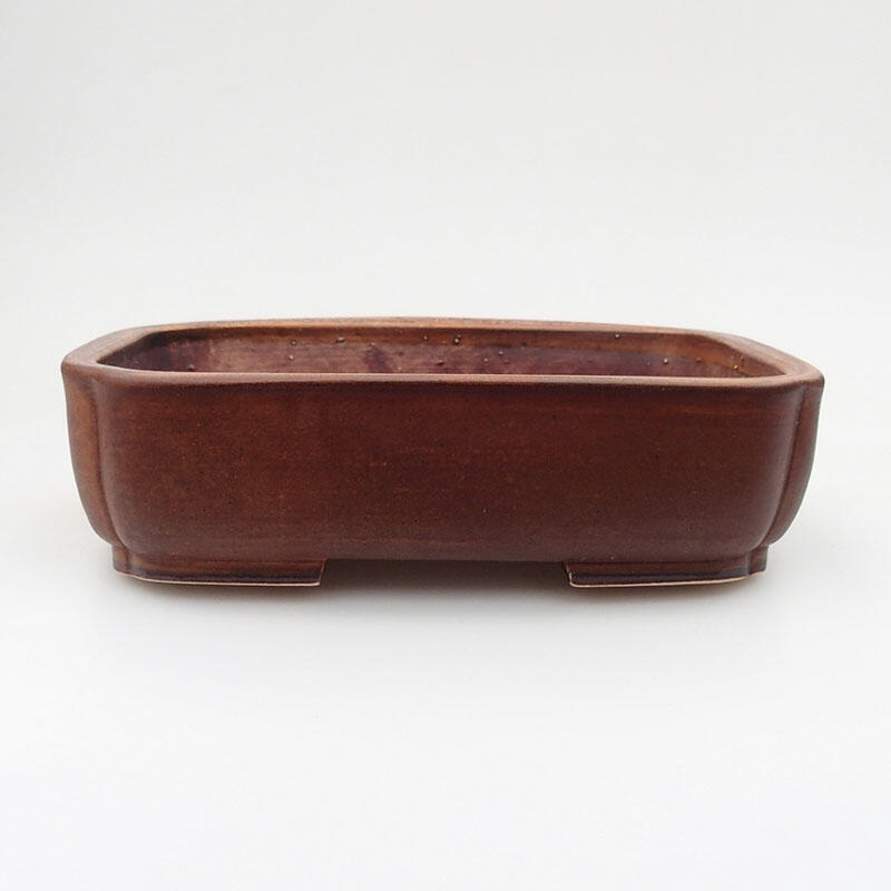 Ceramic bonsai bowl 17 x 13 x 4.5 cm, color brown