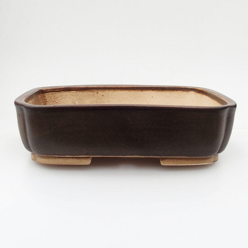 Ceramic bonsai bowl 17 x 13 x 4.5 cm, color brown