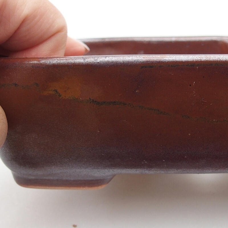 Ceramic bonsai bowl 17 x 13 x 5 cm, color brown