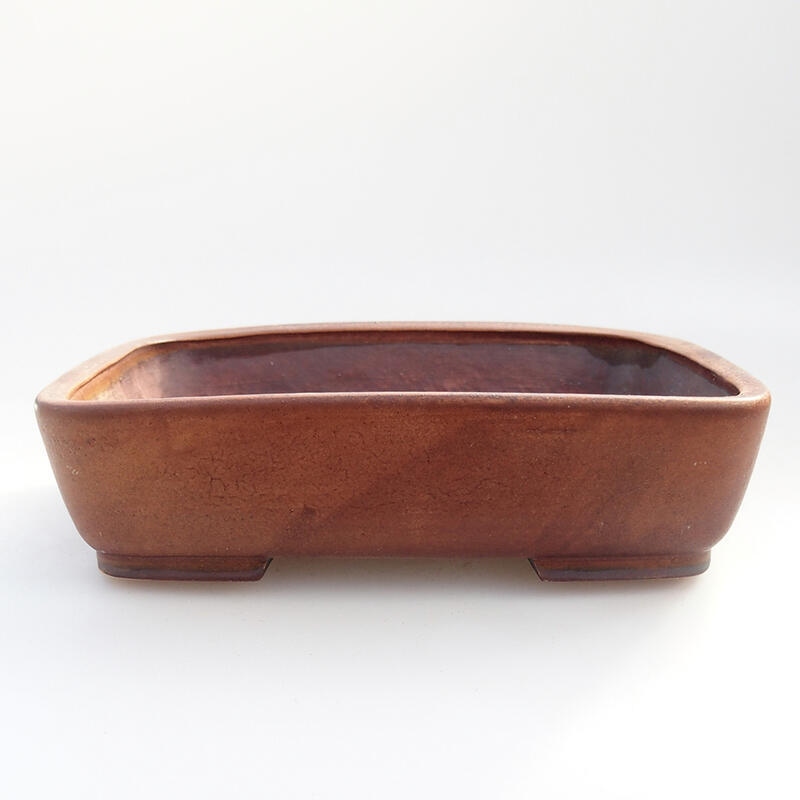 Ceramic bonsai bowl 17 x 14 x 4.5 cm, color brown