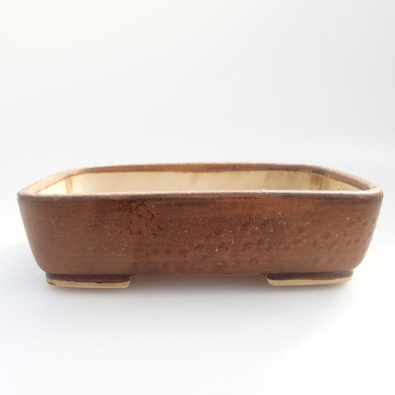 Ceramic bonsai bowl 17 x 14 x 4.5 cm, color brown