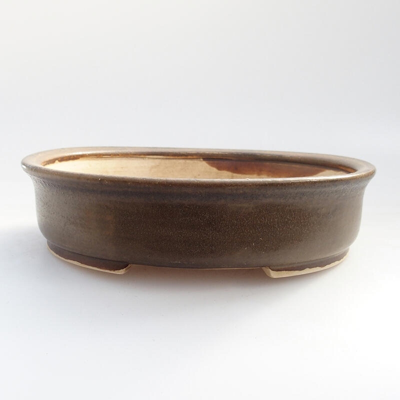 Ceramic bonsai bowl 17 x 15.5 x 4 cm, color brown