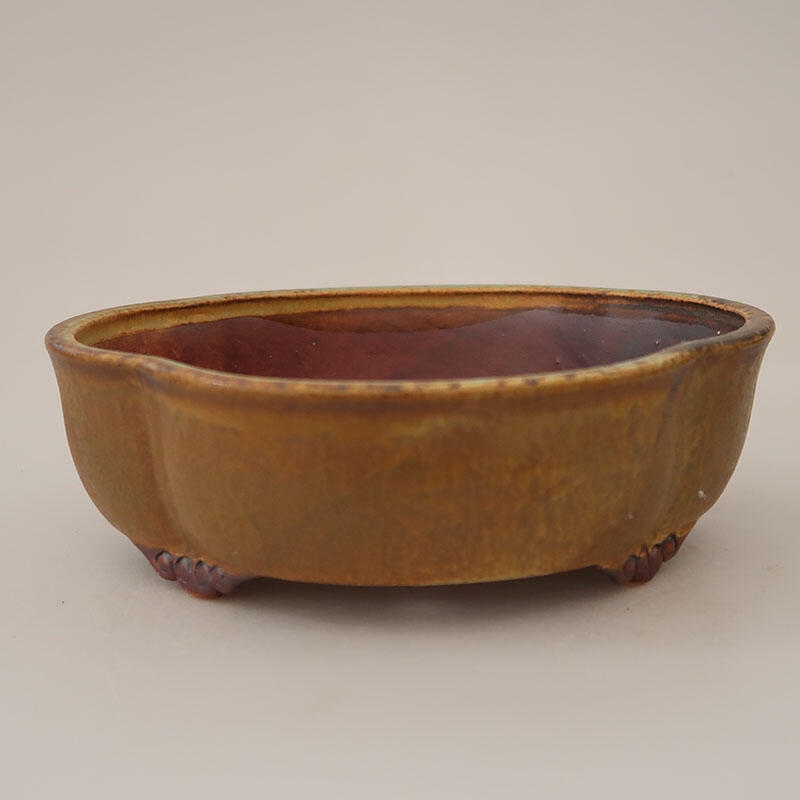 Ceramic bonsai bowl 17 x 15 x 5.5 cm, color green