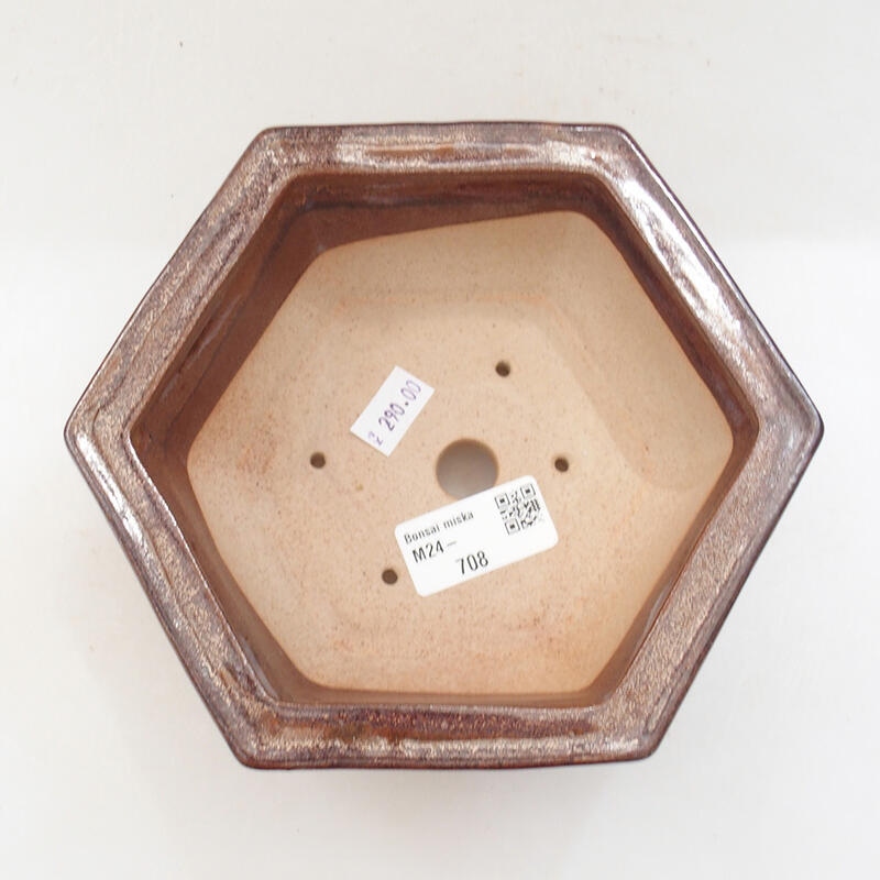 Ceramic bonsai bowl 17 x 15 x 6 cm, color brown