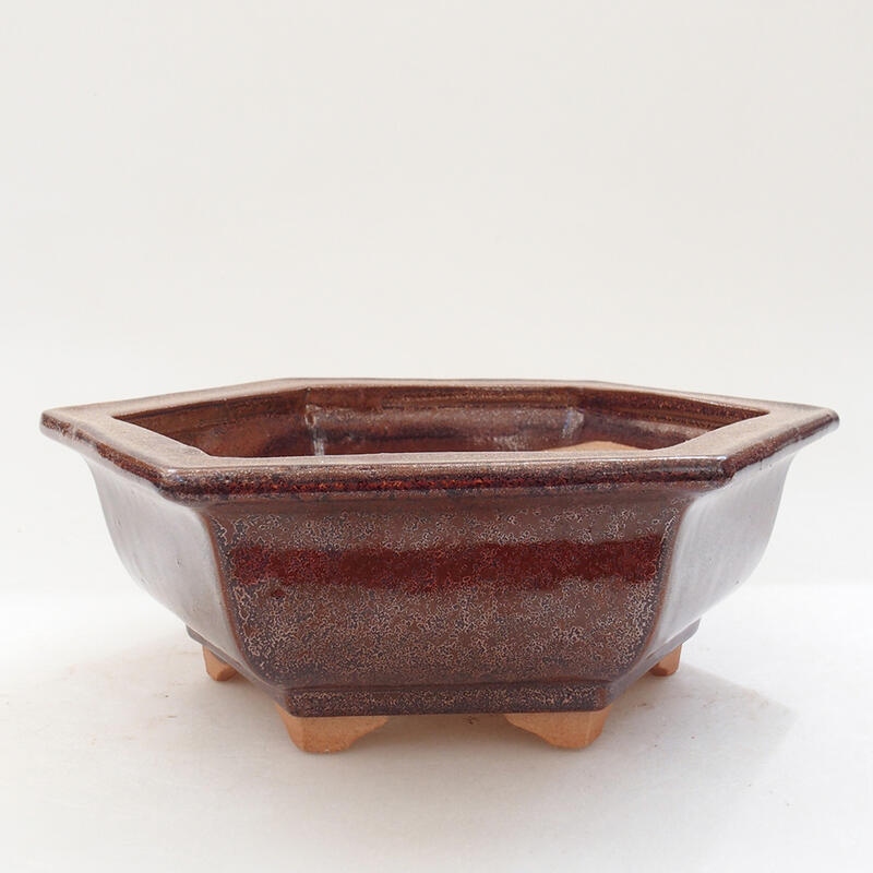 Ceramic bonsai bowl 17 x 15 x 6 cm, color brown