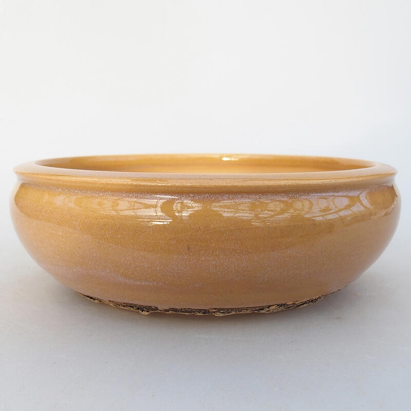 Ceramic bonsai bowl 17 x 17 x 5.5 cm, color yellow