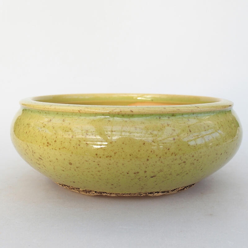 Ceramic bonsai bowl 17 x 17 x 6.5 cm, green color