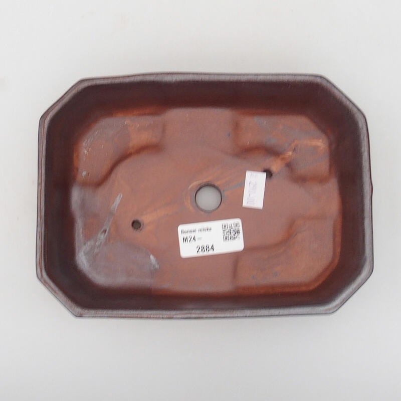 Ceramic bonsai bowl 18.5 x 13.5 x 4 cm, color brown