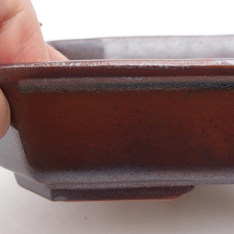 Ceramic bonsai bowl 18.5 x 13.5 x 4 cm, color brown