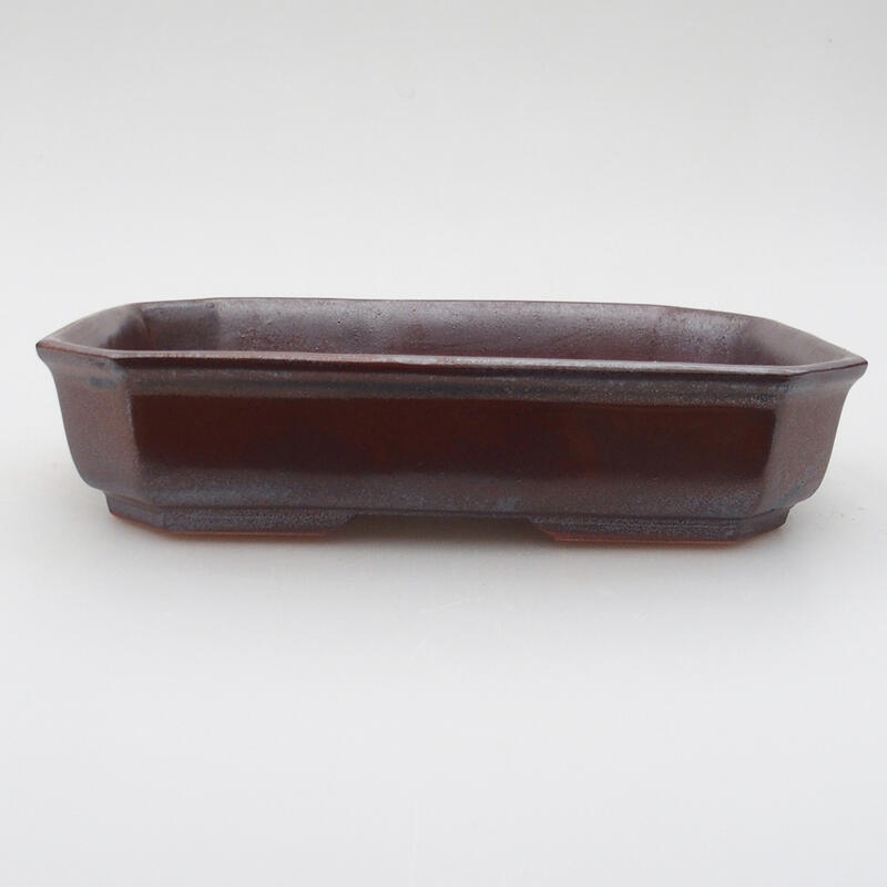 Ceramic bonsai bowl 18.5 x 13.5 x 4 cm, color brown