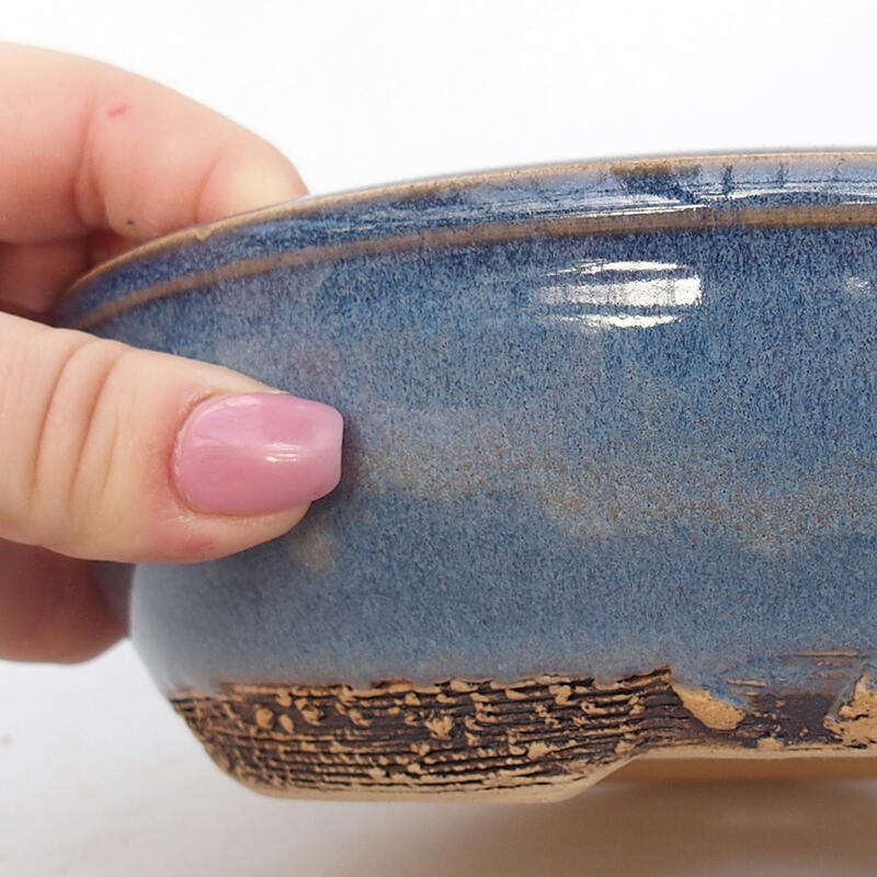 Ceramic bonsai bowl 18.5 x 18.5 x 5.5 cm, blue color