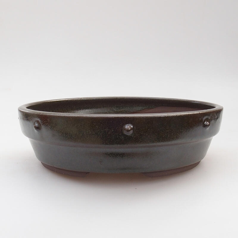 Ceramic bonsai bowl 18.5 x 18.5 x 5 cm, color green