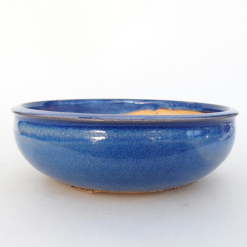 Ceramic bonsai bowl 18.5 x 18.5 x 6 cm, blue color