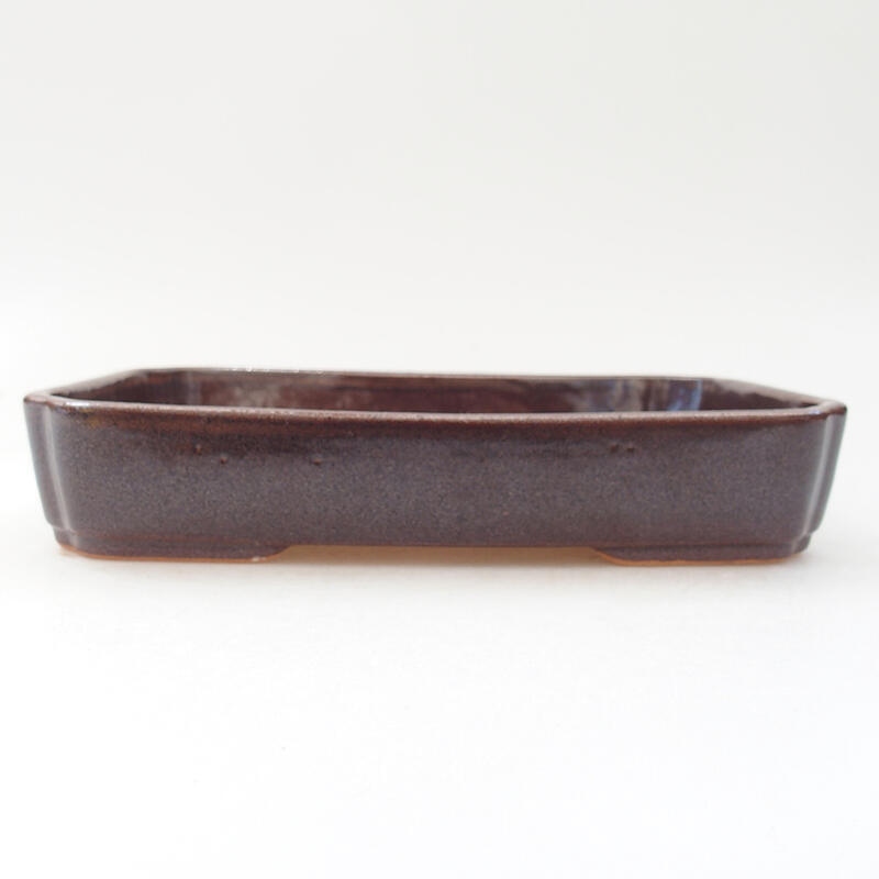 Ceramic bonsai bowl 18 x 13.5 x 3.5 cm, color brown