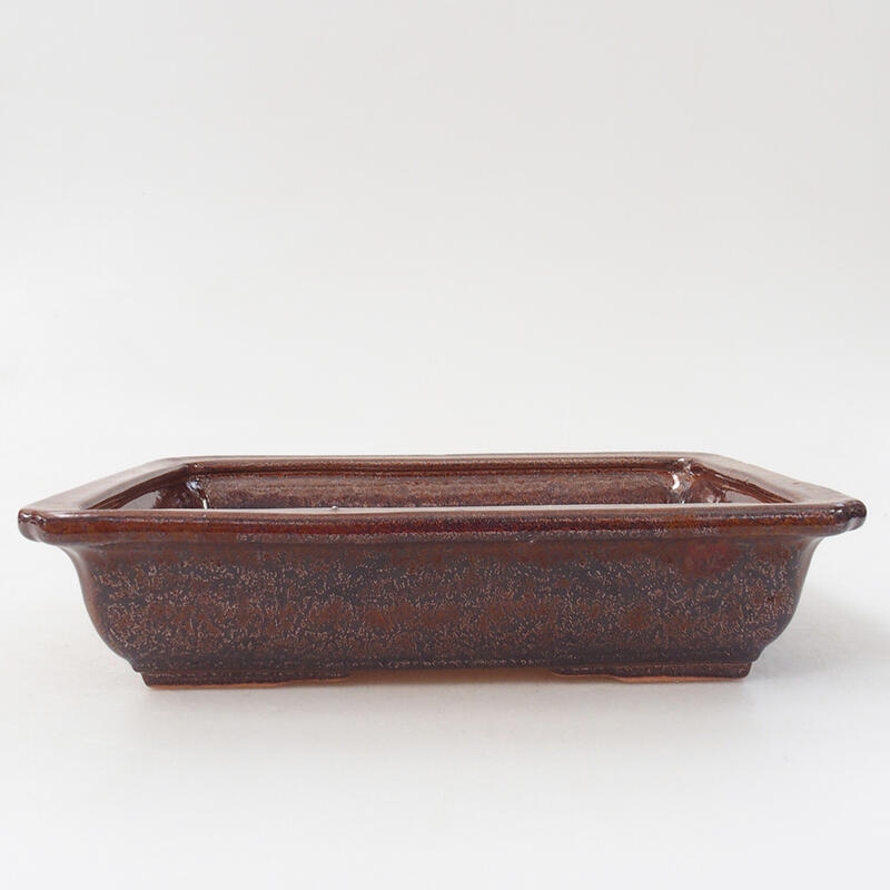 Ceramic bonsai bowl 18 x 13.5 x 4 cm, color brown