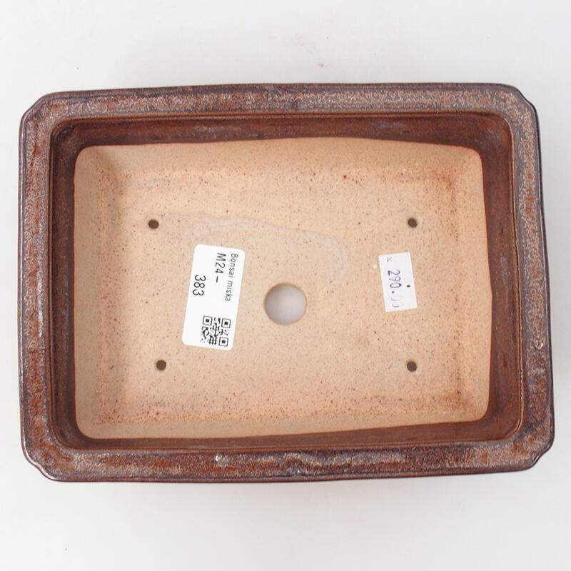 Ceramic bonsai bowl 18 x 13.5 x 4 cm, color brown