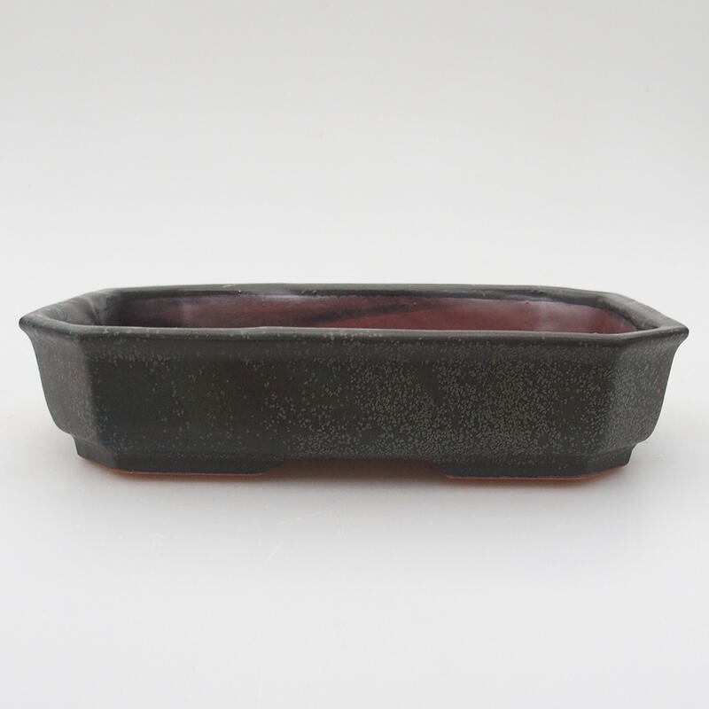 Ceramic bonsai bowl 18 x 13.5 x 4 cm, color gray