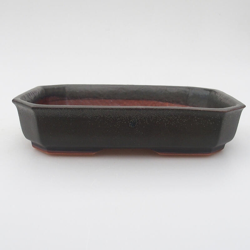 Ceramic bonsai bowl 18 x 13.5 x 4 cm, color gray