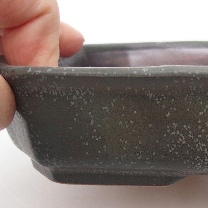 Ceramic bonsai bowl 18 x 13.5 x 4 cm, color gray