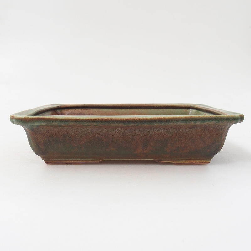 Ceramic bonsai bowl 18 x 13.5 x 4 cm, color green