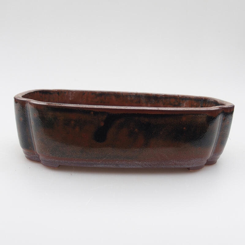 Ceramic bonsai bowl 18 x 13 x 5 cm, color brownish black