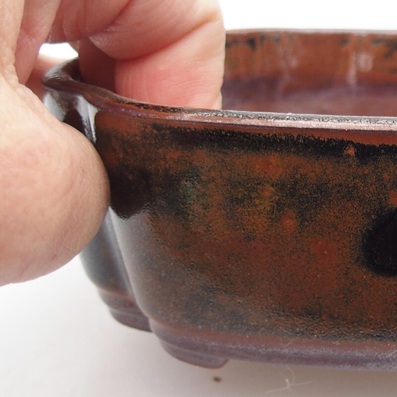 Ceramic bonsai bowl 18 x 13 x 5 cm, color brownish black