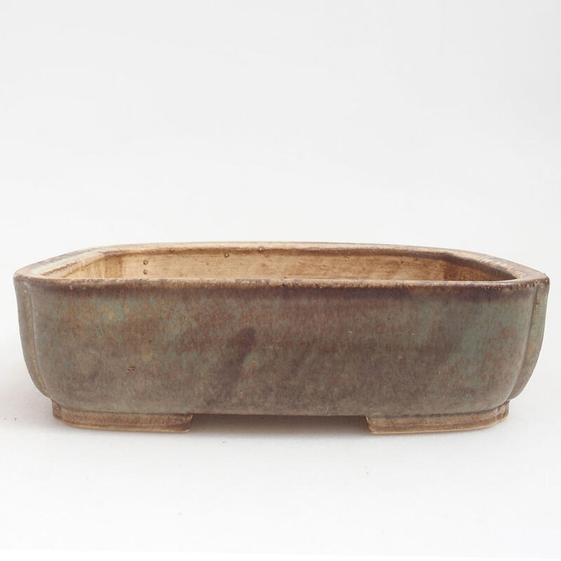 Ceramic bonsai bowl 18 x 14.5 x 4.5 cm, color green