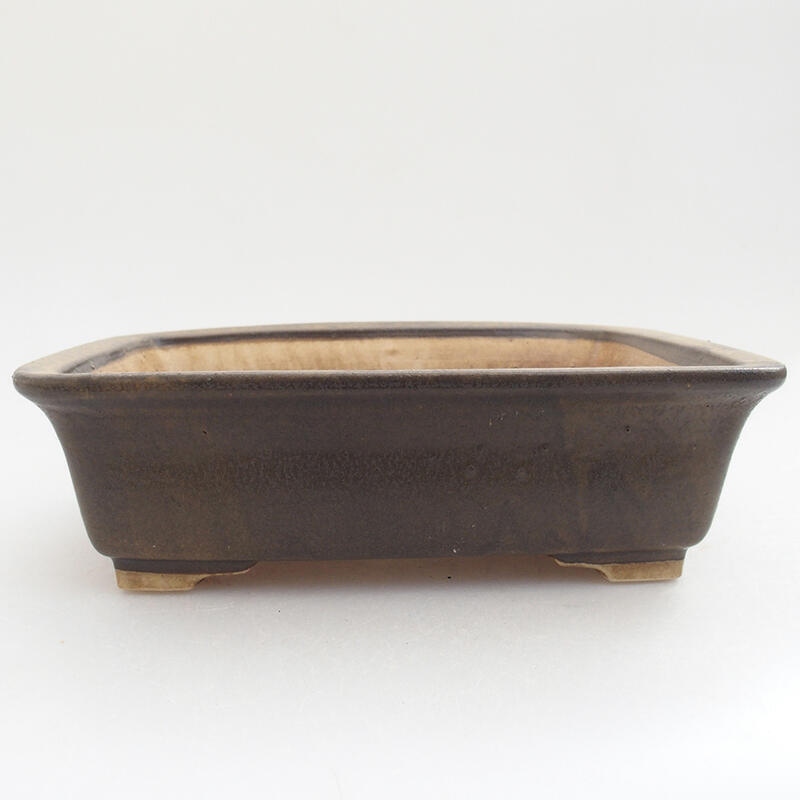 Ceramic bonsai bowl 18 x 14 x 5.5 cm, color brown