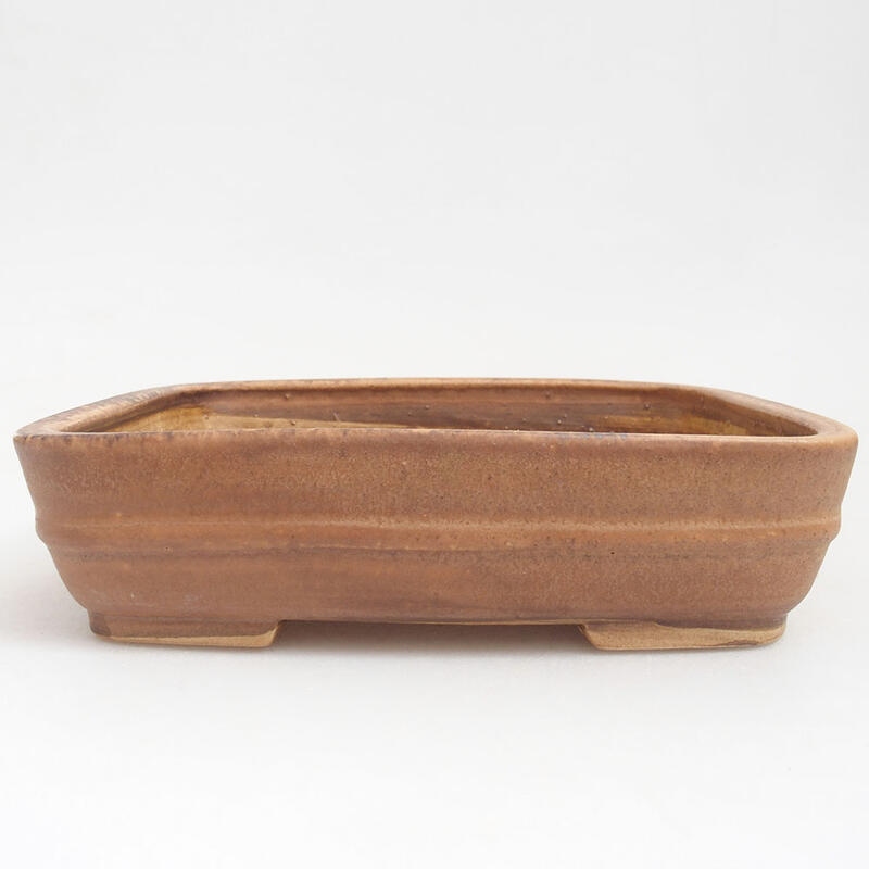 Ceramic bonsai bowl 18 x 15 x 4.5 cm, color brown