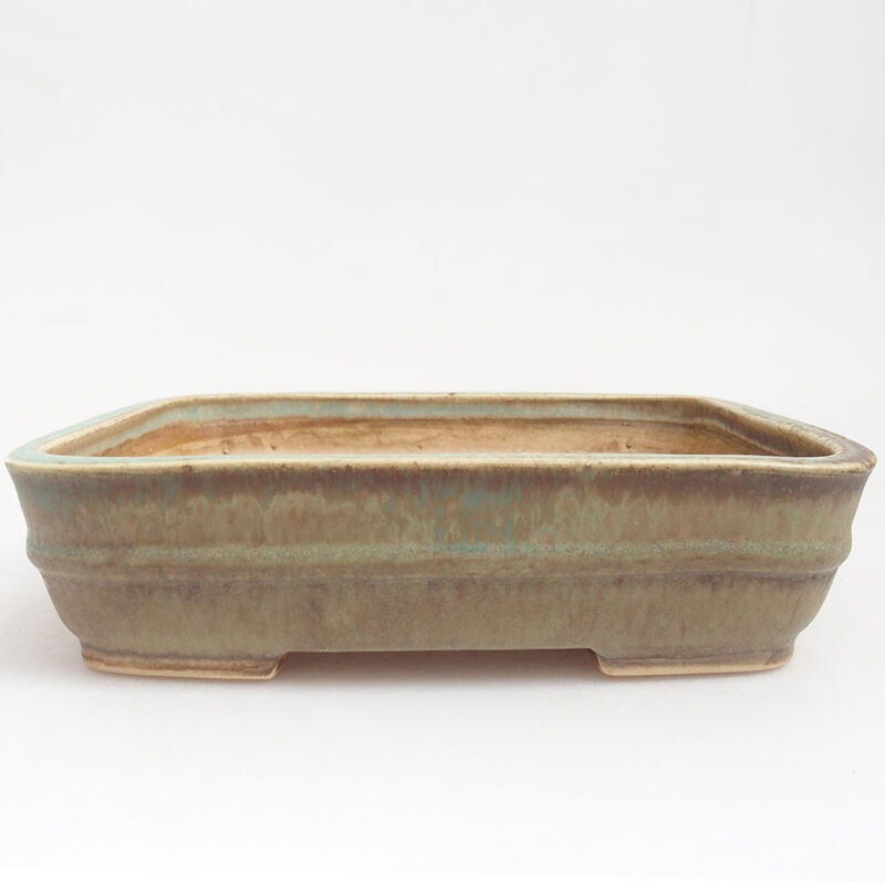 Ceramic bonsai bowl 18 x 15 x 4.5 cm, color green