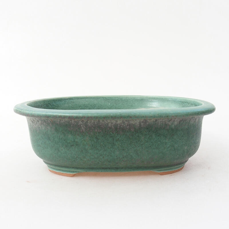 Ceramic bonsai bowl 18 x 15 x 6 cm, color green