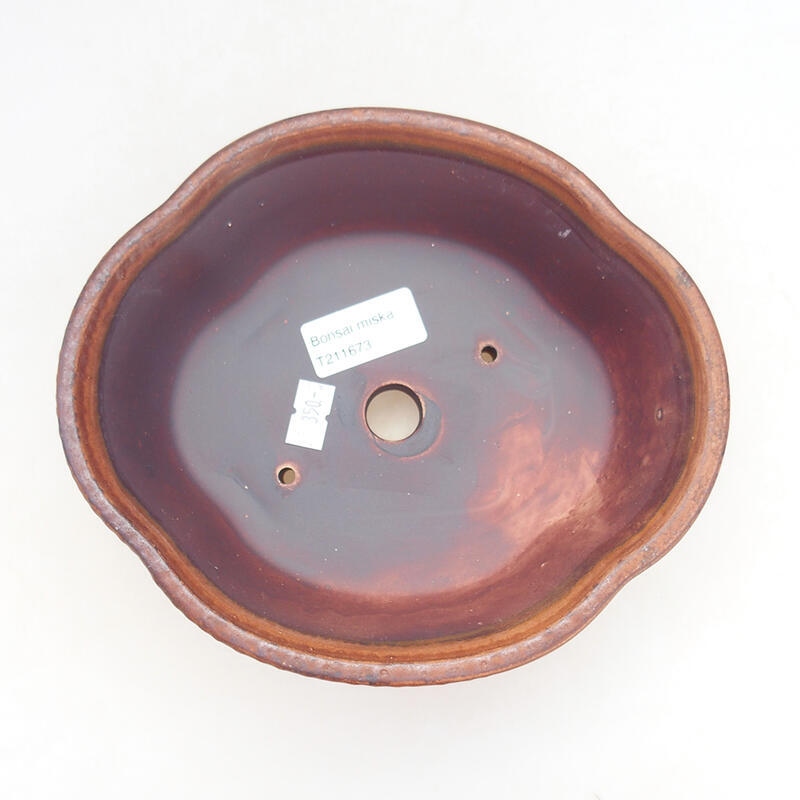 Ceramic bonsai bowl 18 x 16.5 x 6.5 cm, brown color