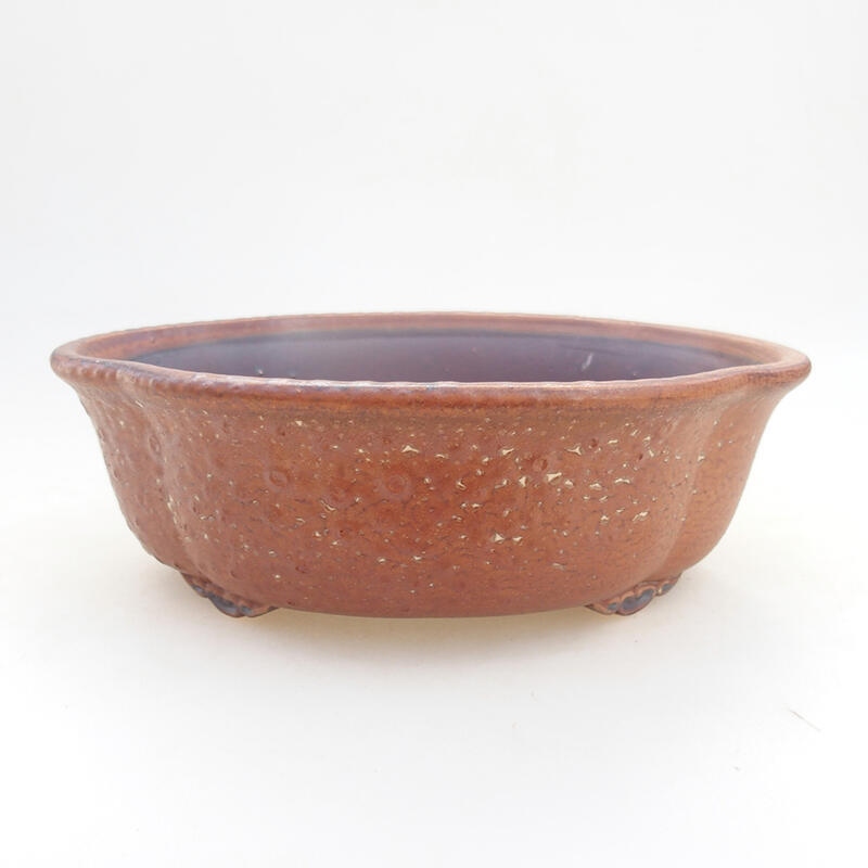 Ceramic bonsai bowl 18 x 16.5 x 6.5 cm, brown color