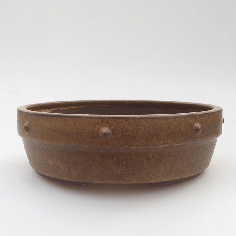 Ceramic bonsai bowl 18 x 18 x 5.5 cm, color brown