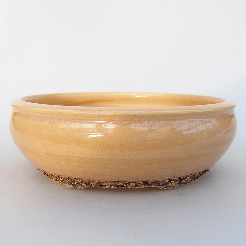 Ceramic bonsai bowl 18 x 18 x 5.5 cm, color yellow