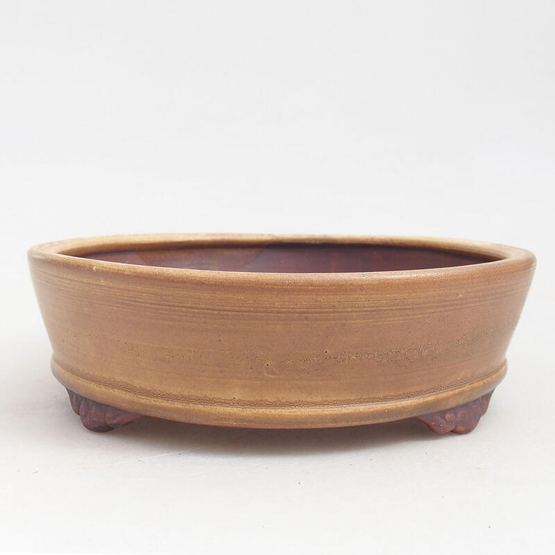 Ceramic bonsai bowl 18 x 18 x 5 cm, color brown