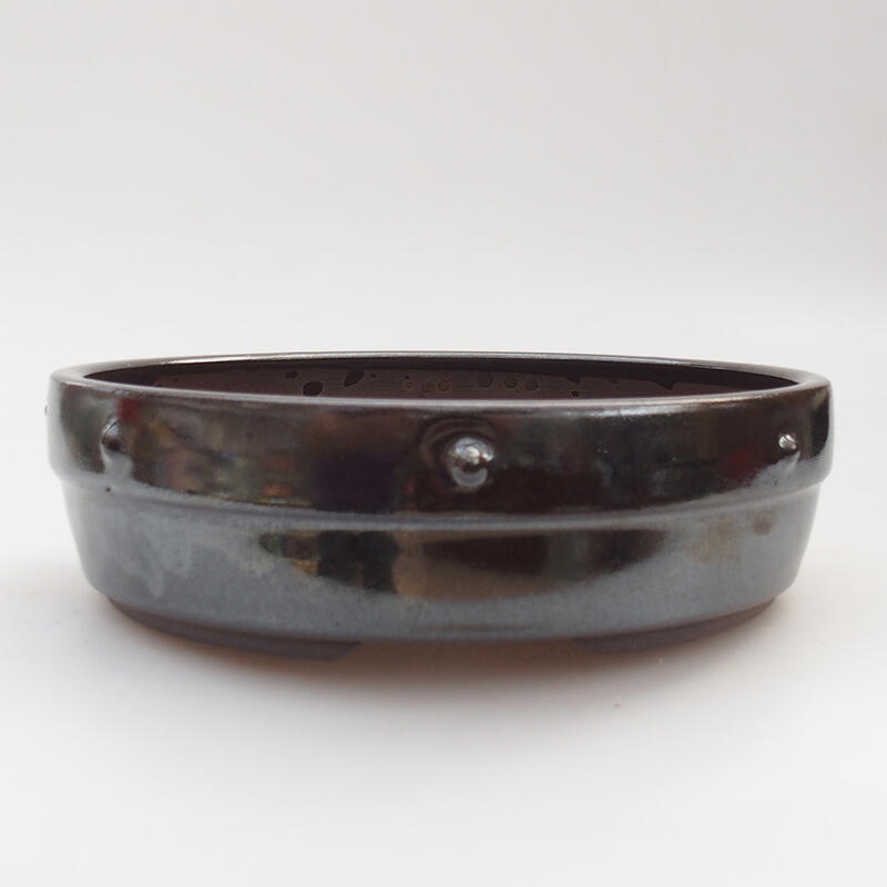 Ceramic bonsai bowl 18 x 18 x 5 cm, metallic color