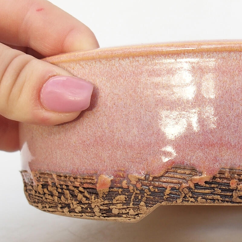 Ceramic bonsai bowl 18 x 18 x 5 cm, pink color